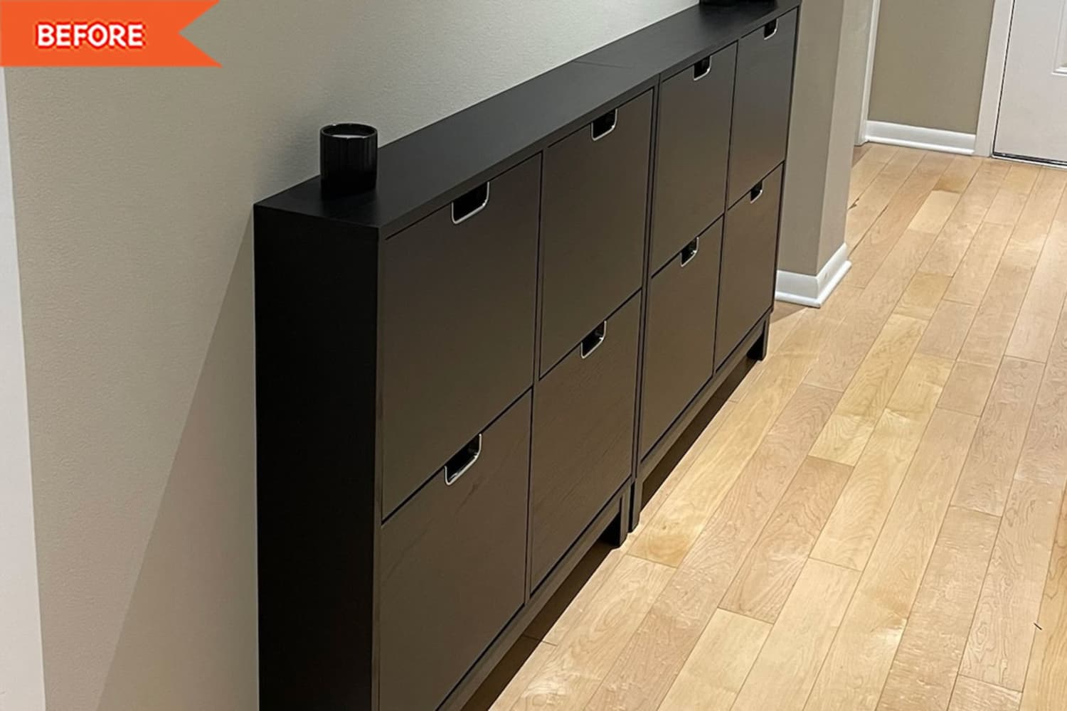Ikea black shoe shop shelf